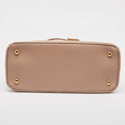 Pre Owned Prada Beige Saffiano Lux Leather Medium Middle Zip Tote