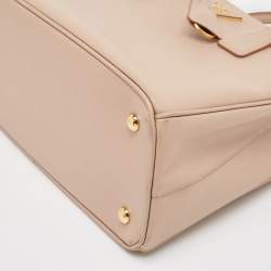 Pre Owned Prada Beige Saffiano Lux Leather Medium Middle Zip Tote