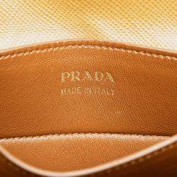 Prada Beige/Brown Canapa and Saffiano Double Satchel Bag