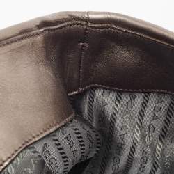 Pre Owned Prada Grey Leather and Nylon Mordore Stripe Tote