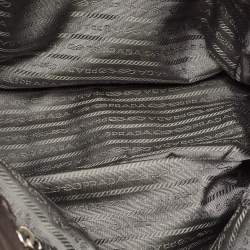 Pre Owned Prada Grey Leather and Nylon Mordore Stripe Tote