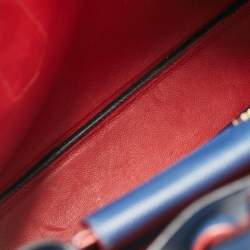 Pre Owned Prada Blue Saffiano Cuir Leather Medium Double Handle Tote