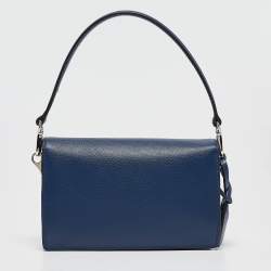 Pre Owned Prada Blue Saffiano Lux Leather Mini Sound Flap Crossbody Bag
