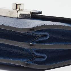 Pre Owned Prada Blue Saffiano Lux Leather Mini Sound Flap Crossbody Bag
