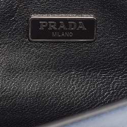 Pre Owned Prada Blue Saffiano Lux Leather Mini Sound Flap Crossbody Bag