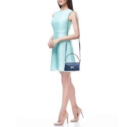 Pre Owned Prada Blue Saffiano Lux Leather Mini Sound Flap Crossbody Bag