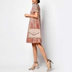 Pre Owned Prada Beige/Red Saffiano Cuir Leather Monochrome Shoulder Bag
