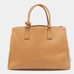 Pre Owned Prada Natural Leather Extra Large Galleria Tote