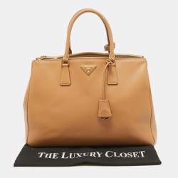 Pre Owned Prada Natural Leather Extra Large Galleria Tote