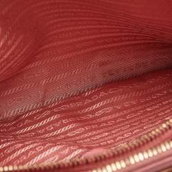 Pre Owned Prada Pink Saffiano Lux Leather Leather Small Double Zip Tote