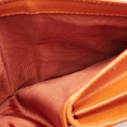 Pre Owned Prada Orange Saffiano Metal Leather French Wallet
