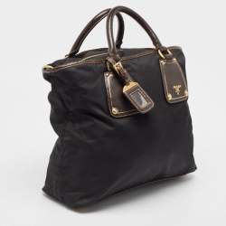 Prada Black Tessuto Nylon and Leather Zip Tote
