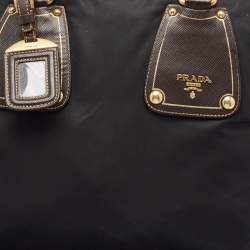 Prada Black Tessuto Nylon and Leather Zip Tote