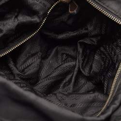 Prada Black Tessuto Nylon and Leather Zip Tote