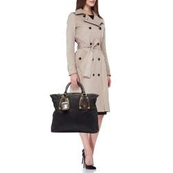 Prada Black Tessuto Nylon and Leather Zip Tote