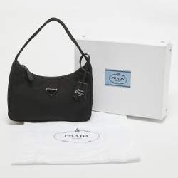 Pre Owned Prada Black Nylon Re-Edition 2000 Baguette Bag