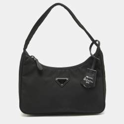 Pre Owned Prada Black Nylon Re-Edition 2000 Baguette Bag