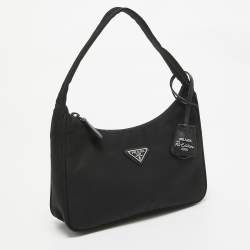 Pre Owned Prada Black Nylon Re-Edition 2000 Baguette Bag