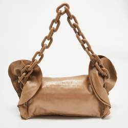 مملوكة مسبقًا حقيبة كتف برادا رافل جلد بني ميتاليك