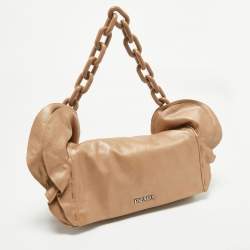 مملوكة مسبقًا حقيبة كتف برادا رافل جلد بني ميتاليك