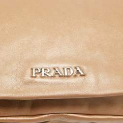 مملوكة مسبقًا حقيبة كتف برادا رافل جلد بني ميتاليك