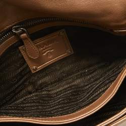 مملوكة مسبقًا حقيبة كتف برادا رافل جلد بني ميتاليك