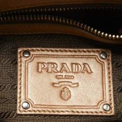 مملوكة مسبقًا حقيبة كتف برادا رافل جلد بني ميتاليك