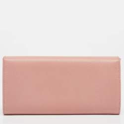 Prada Pink Saffiano Lux Leather Logo Flap Continental Wallet