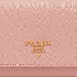 Prada Pink Saffiano Lux Leather Logo Flap Continental Wallet