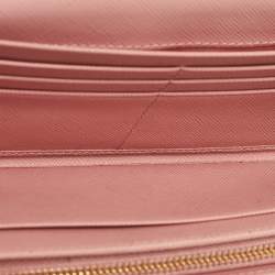 Prada Pink Saffiano Lux Leather Logo Flap Continental Wallet