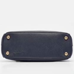 Pre Owned Prada Navy Blue Saffiano Lux Leather Small Double Zip Tote