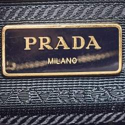 Pre Owned Prada Navy Blue Saffiano Lux Leather Small Double Zip Tote