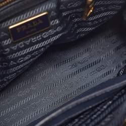 Pre Owned Prada Navy Blue Saffiano Lux Leather Small Double Zip Tote