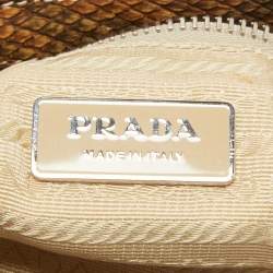 Pre Owned Prada Beige Nylon & Python Double Pocket Shoulder Bag
