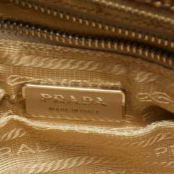 Pre Owned Prada Beige Nylon & Python Double Pocket Shoulder Bag