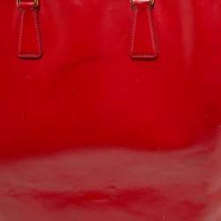 Pre Owned Prada Red Patent Leather Snap Tote