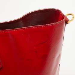 Pre Owned Prada Red Patent Leather Snap Tote