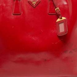 Pre Owned Prada Red Patent Leather Snap Tote