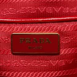 Pre Owned Prada Red Patent Leather Snap Tote