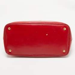 Pre Owned Prada Red Patent Leather Snap Tote