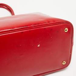 Pre Owned Prada Red Patent Leather Snap Tote