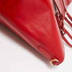 Pre Owned Prada Red Patent Leather Snap Tote