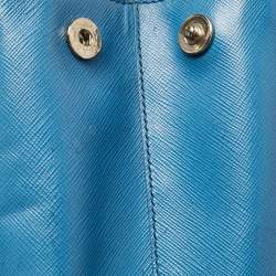 Pre Owned Prada Blue Saffiano Lux Leather Large Double Zip Tote