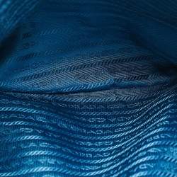 Pre Owned Prada Blue Saffiano Lux Leather Large Double Zip Tote