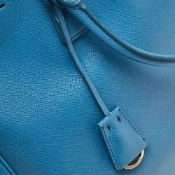 Pre Owned Prada Blue Saffiano Lux Leather Large Double Zip Tote