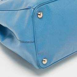 Pre Owned Prada Blue Saffiano Lux Leather Large Double Zip Tote