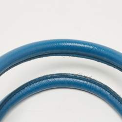 Pre Owned Prada Blue Saffiano Lux Leather Large Double Zip Tote