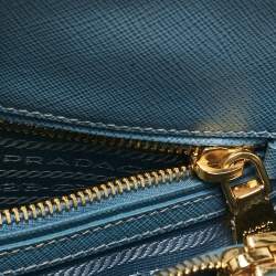 Prada Blue Saffiano Lux Leather Medium Promenade Bag