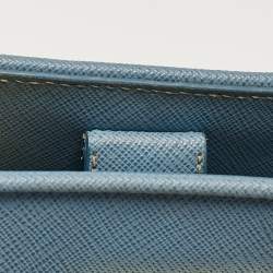 Prada Blue Saffiano Lux Leather Medium Promenade Bag