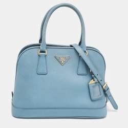 Prada Blue Saffiano Lux Leather Medium Promenade Bag